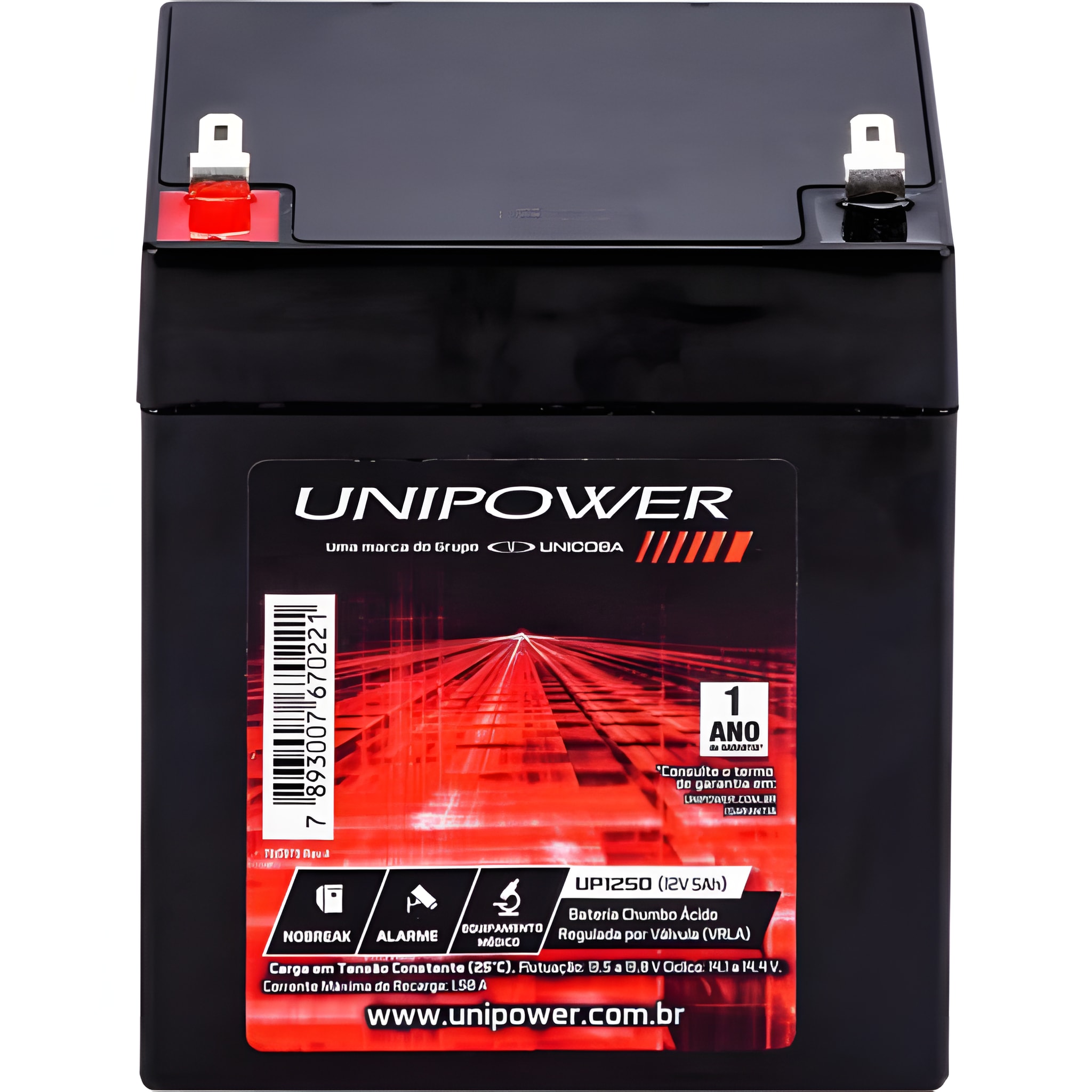 Bateria Estacionária Selada 12V 5Ah VRLA UP1250 Unipower