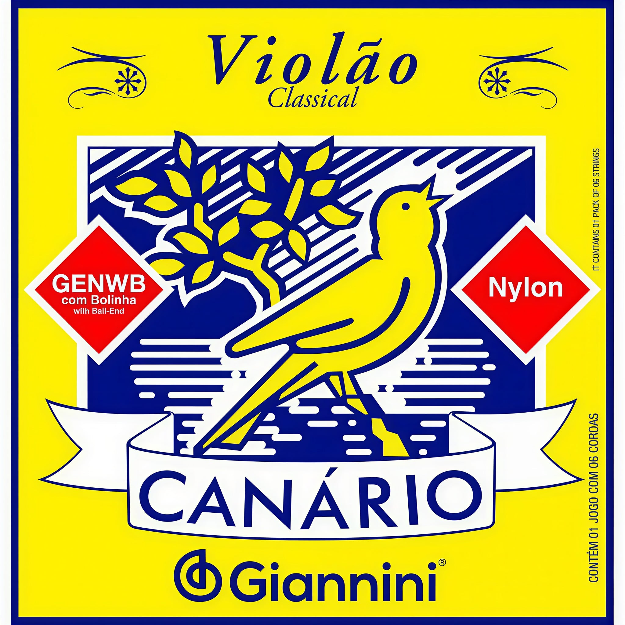 Encordoamento Para Violão Nylon Giannini GENWB 06 Cordas Com Bolinha