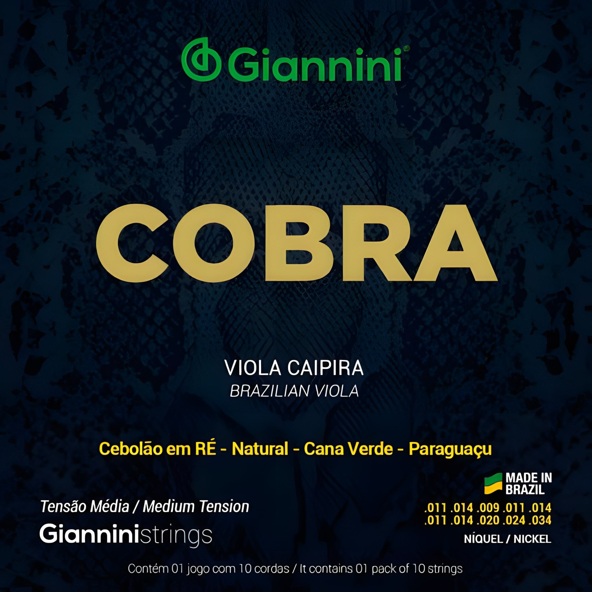 Encordoamento Para Viola Caipira Giannini GESVNM 4 Cordas Média Níquel