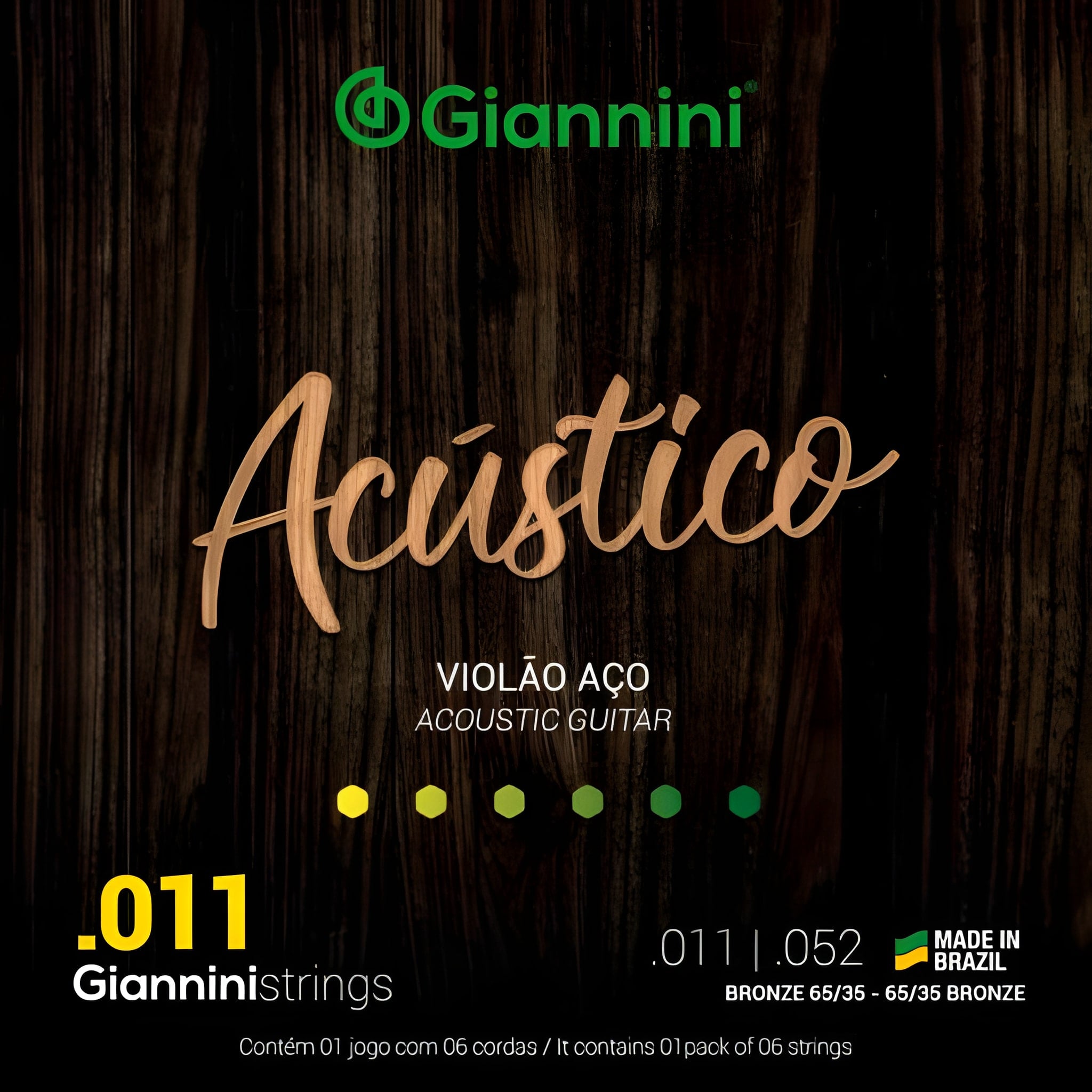 Encordoamento Para Violão Giannini GESPW 6 Cordas Bronze .011