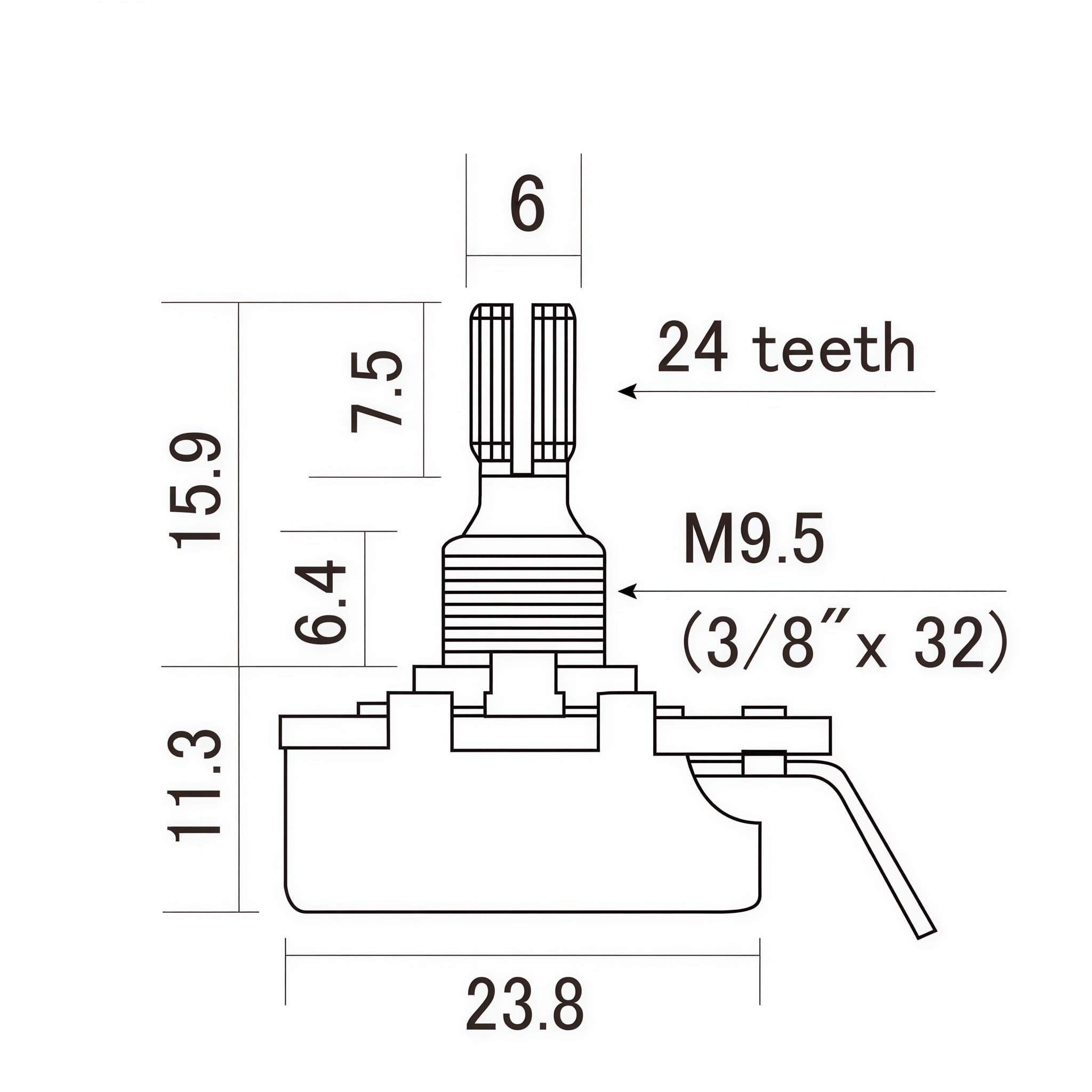 Potenciômetro Linear CTS-B500-S 500K Ohms Para Guitarras e Baixos