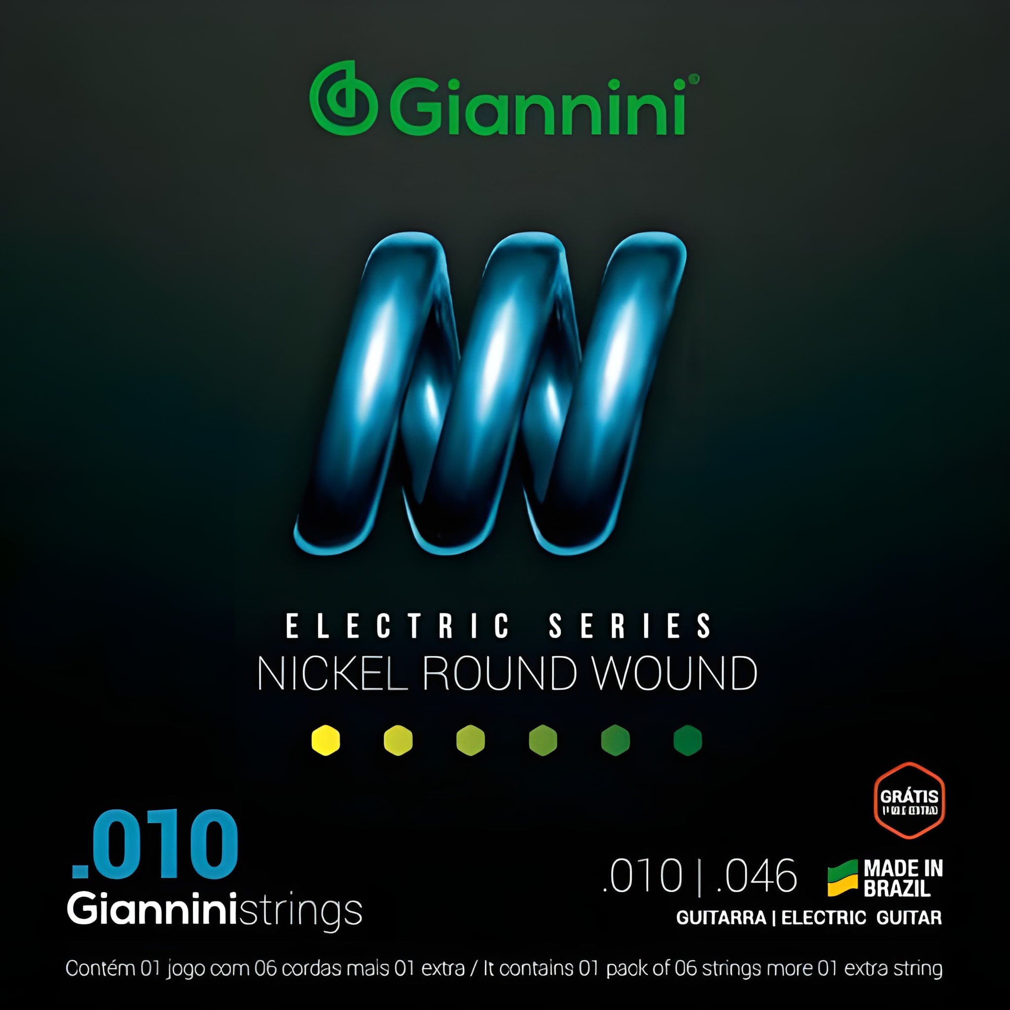 Encordoamento Para Guitarra .010 Niquel Round Wound Giannini GEEGST10
