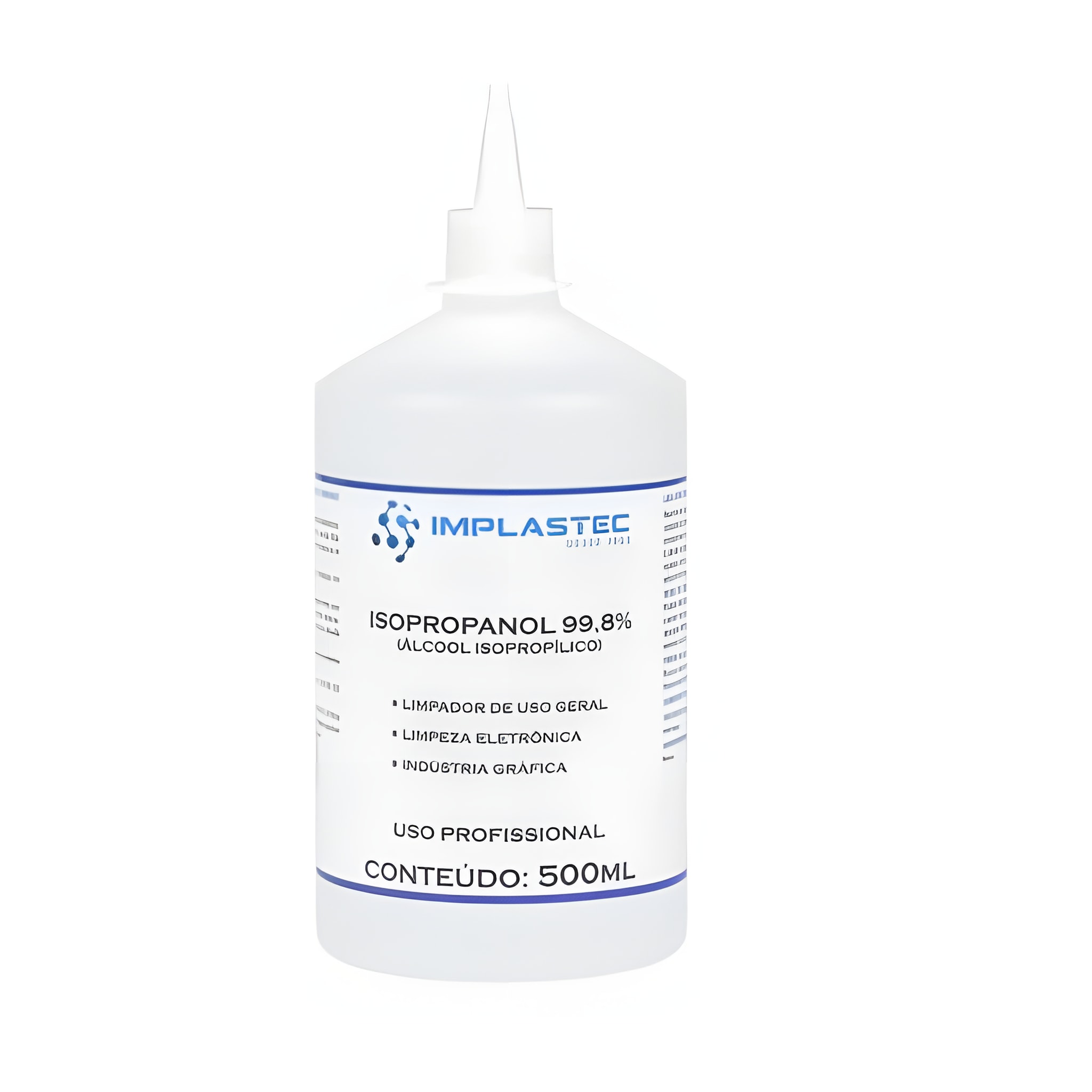 Álcool Isopropílico 500ml Implastec Com Alta Solvência e Evaporação Rápida