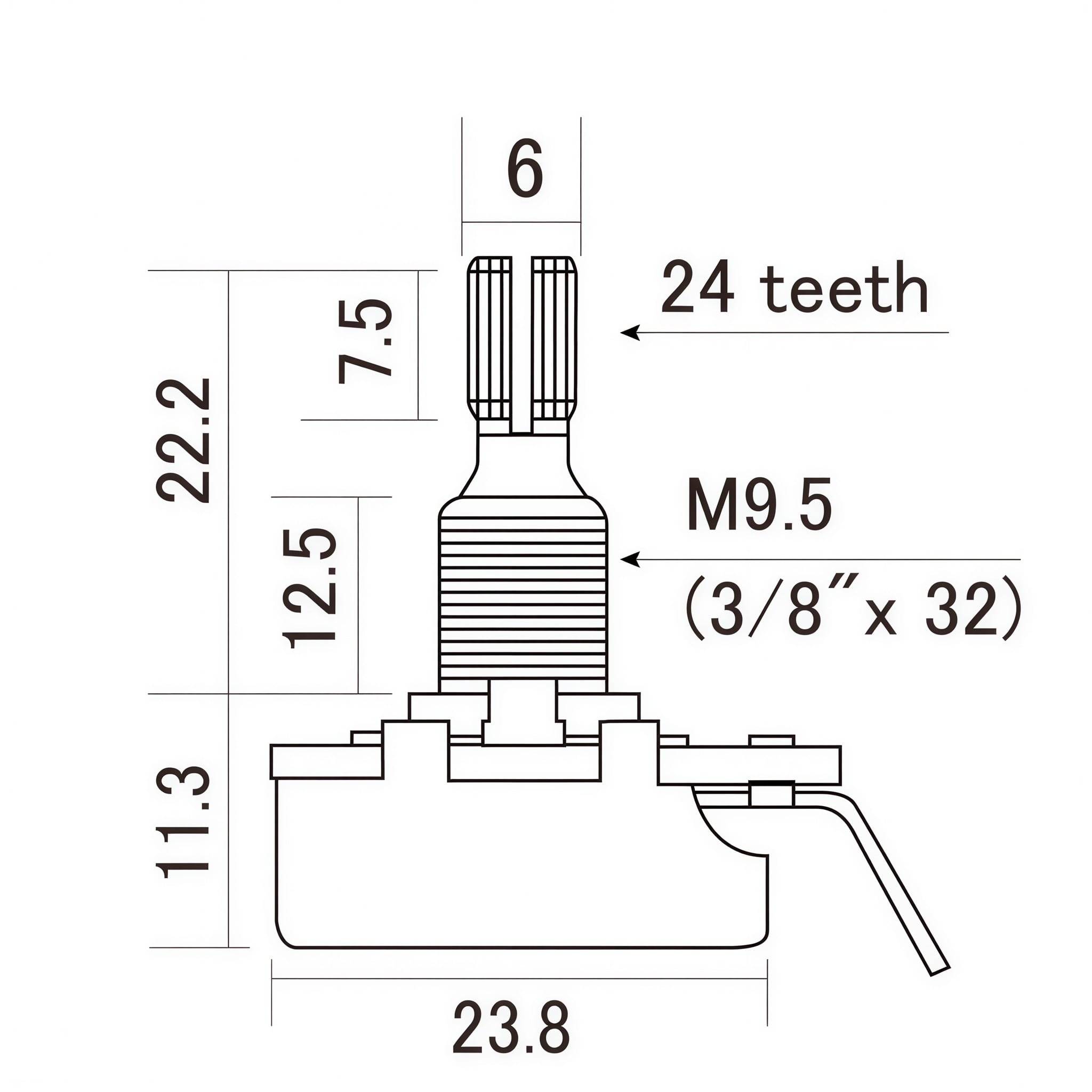 Potenciômetro Linear B250K CTS para Guitarras e Baixos - Metal