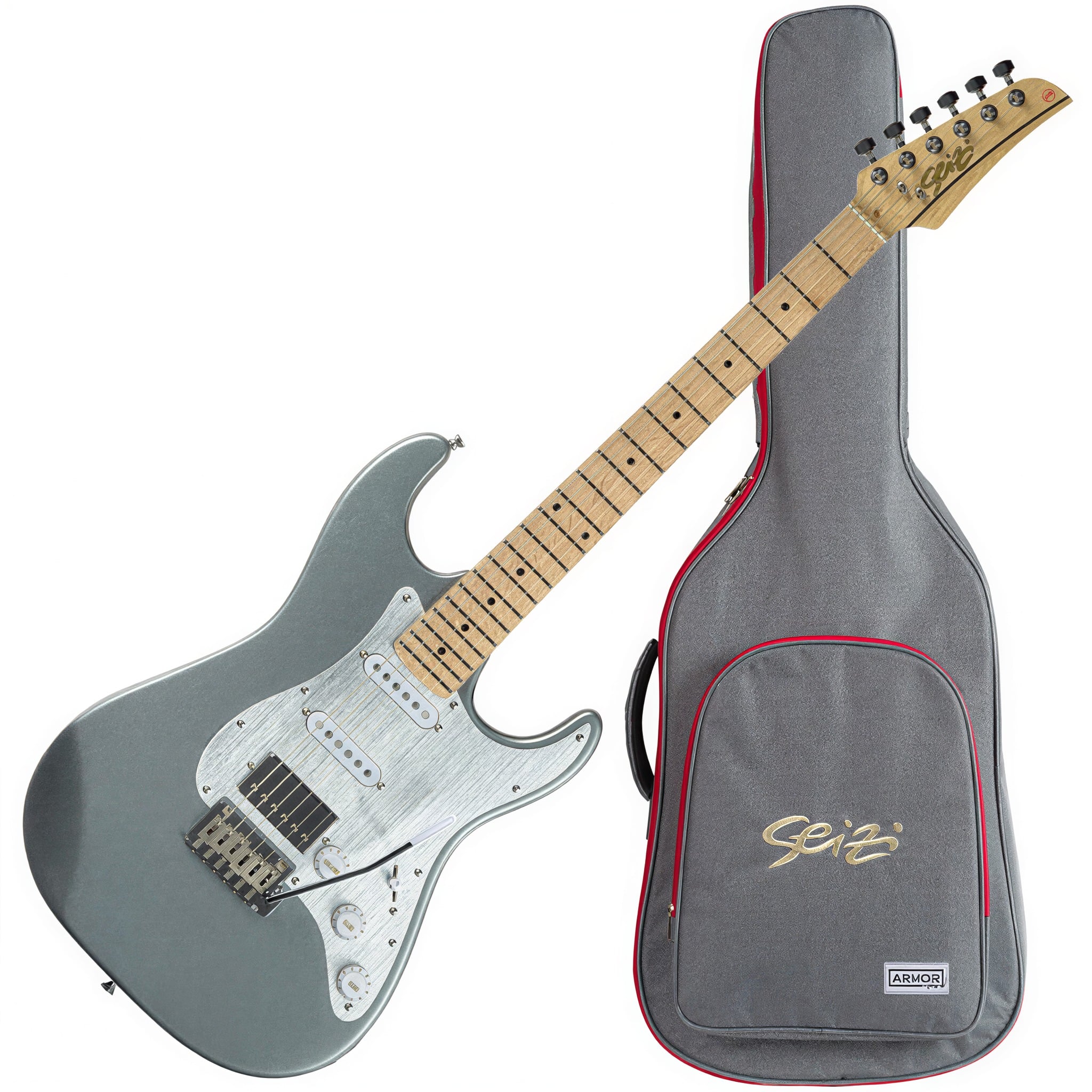 Guitarra Seizi Katana Musashi HSS Yohan Kisser Dark Silver com Jutsu Alnico V e Bag 10361121