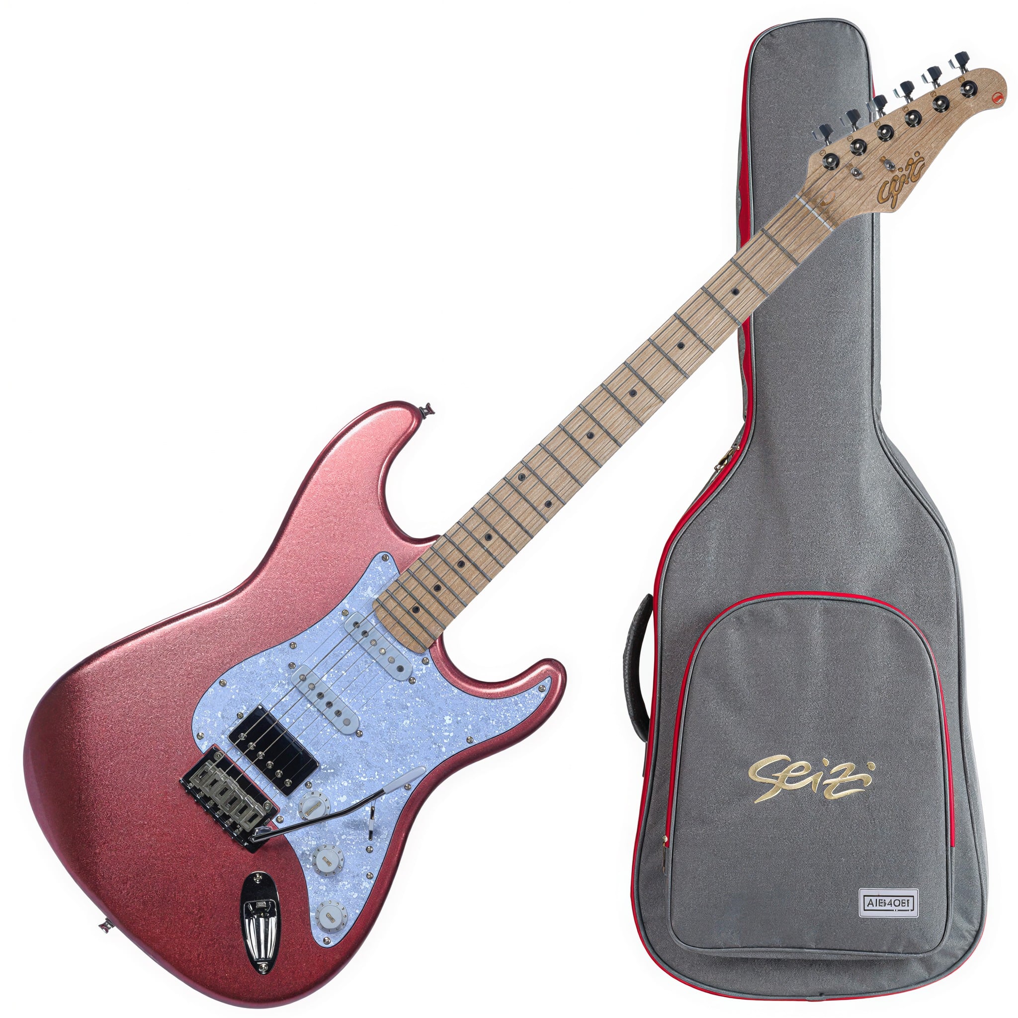 Guitarra Seizi Vintage Budokan HSS Rose Gold com Captadores Seizi Jutsu Alnico V Ponte Flutuante 2 Pivôs Ferragens Cromadas e Bag 10360778