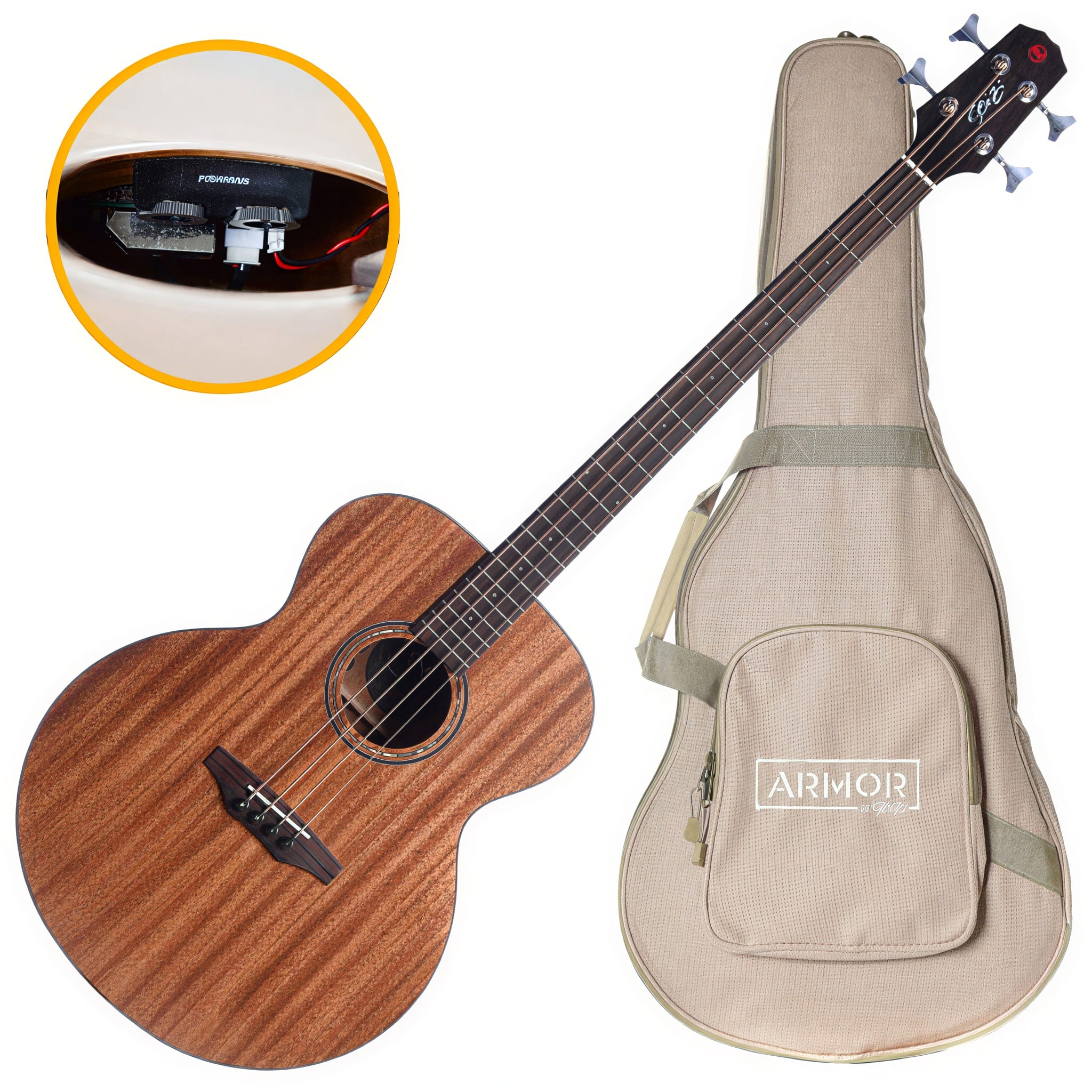 Baixolão Seizi Supreme Godzilla Bass Mahogany Satin com Captador Fishman Sonitone Cordas de Aço Madeira Mahogany Laminado e Bag 10360706