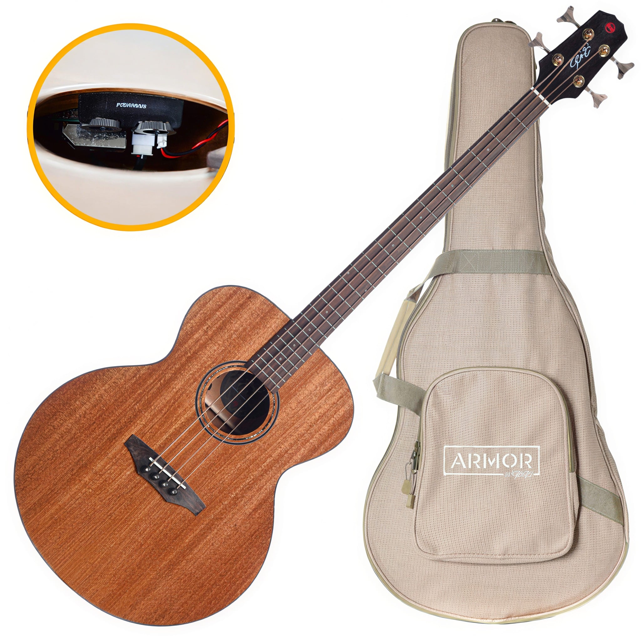 Baixolão Seizi Supreme Godzilla Bass 4 Cordas com Fishman e Bag Gold Mahogany