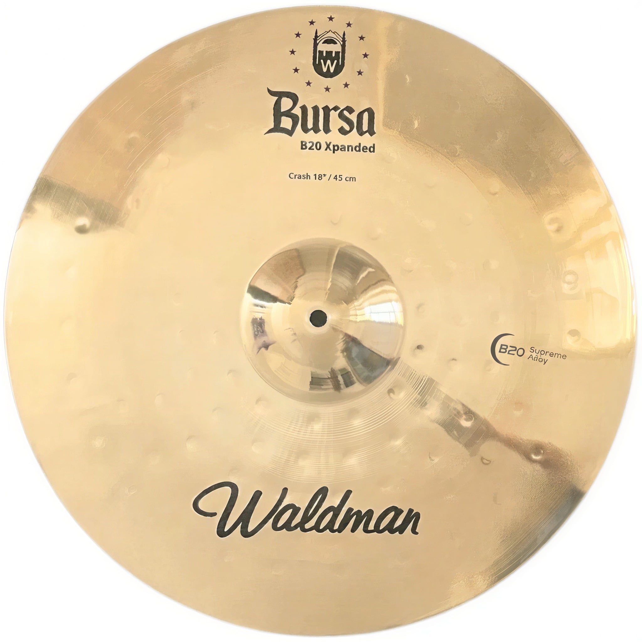 Prato de Bateria Waldman BUR-CR18 Bursa Xpanded Crash 18" Liga Bronze B20 Som Brilhante