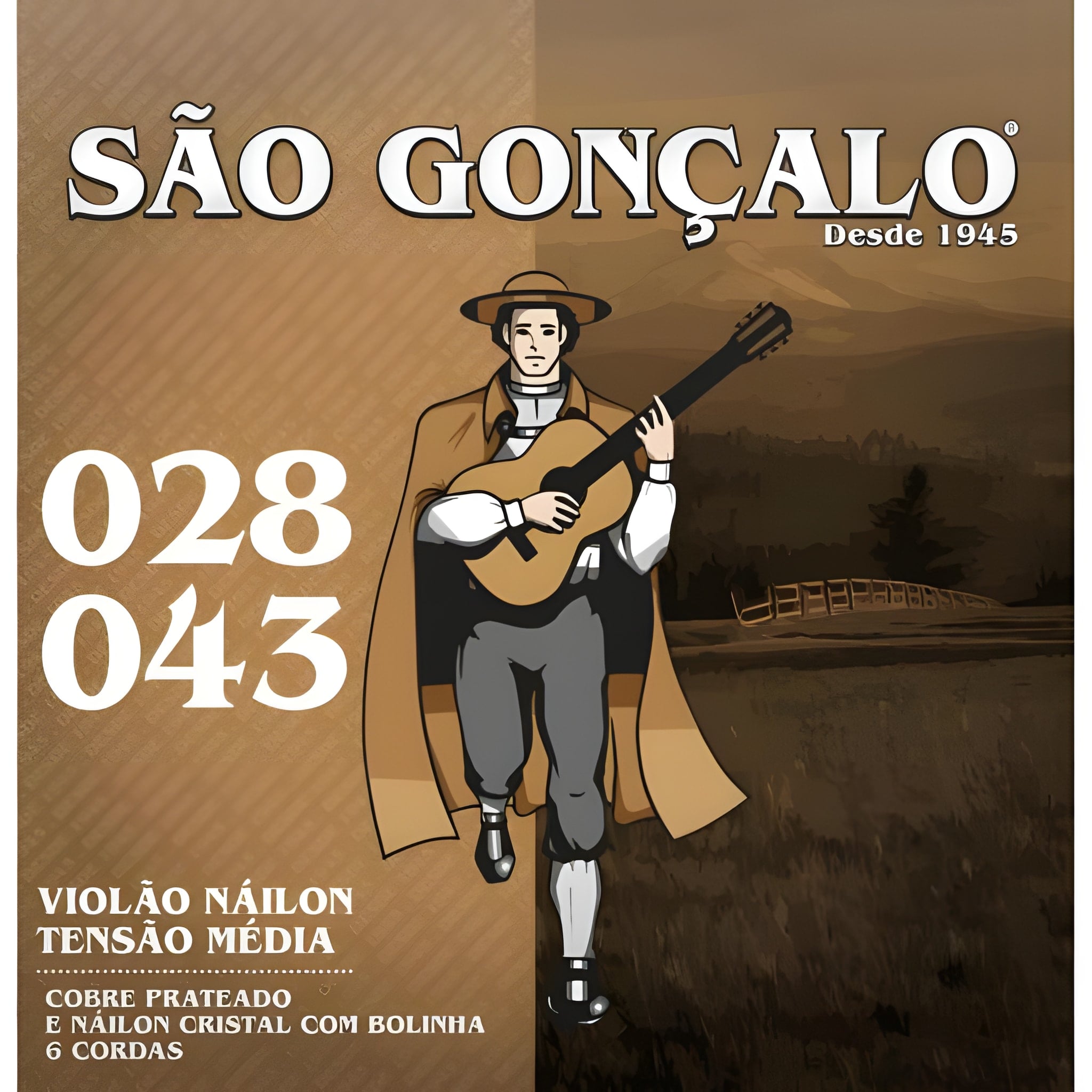 Encordoamento Para Violão São Gonçalo 11039 Nylon Média Com Bolinha