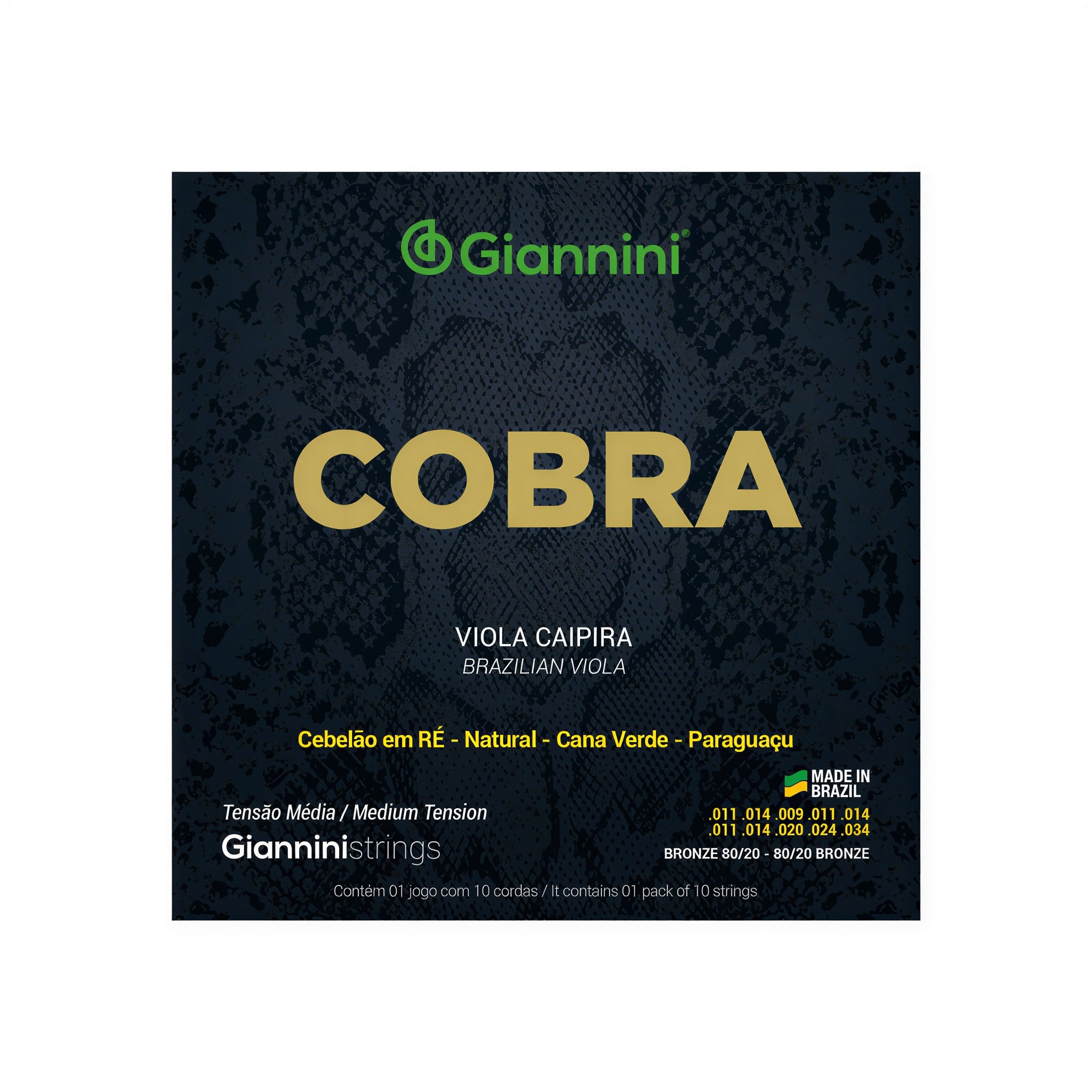 Encordoamento Viola Caipira Cebolão Ré Giannini Cobra CV82H