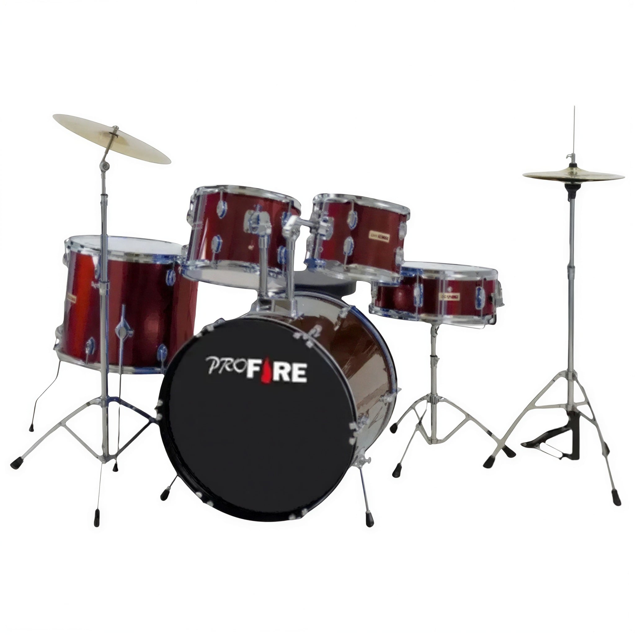 Bateria Acústica Pro Fire Bumbo 20” Red Vermelha Completa com Ferragens Cromadas - 6