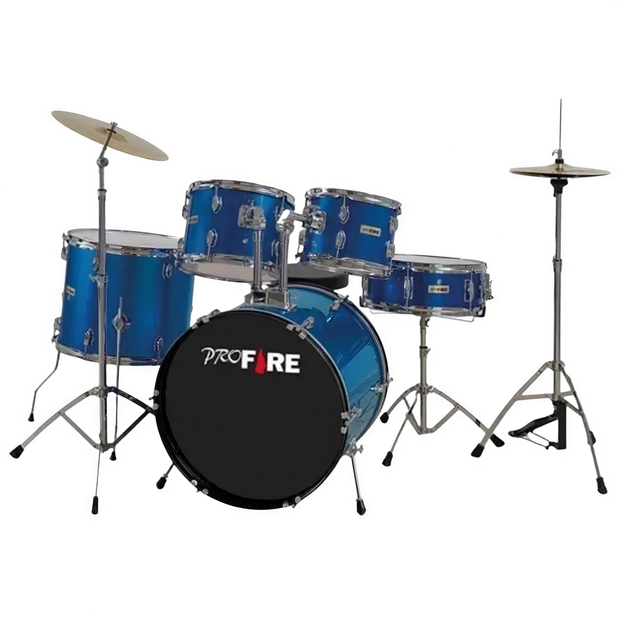 Bateria Acústica Pro Fire Bumbo 20” BL Blue Azul Completa com Ferragens Cromadas - 5
