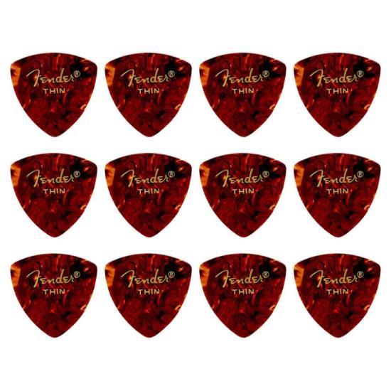 Palheta Fender 346 Thin Celulóide Tortoise Pacote com 12