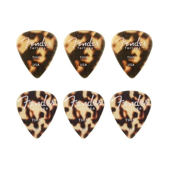 Palheta Fender Tortuga Thin 351 Ultem 6 Unidades Cor Tortuga