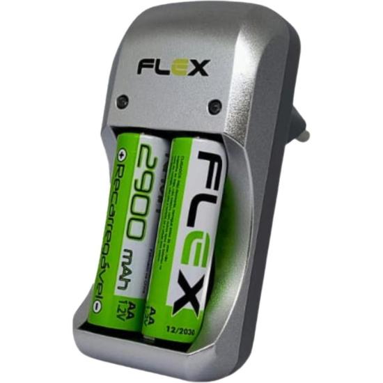 Carregador de Pilhas Flex FXC172P Bivolt Automático Cinza