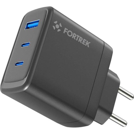 Carregador GaN Fortrek CG633 65W Triplo USB-C e USB-A