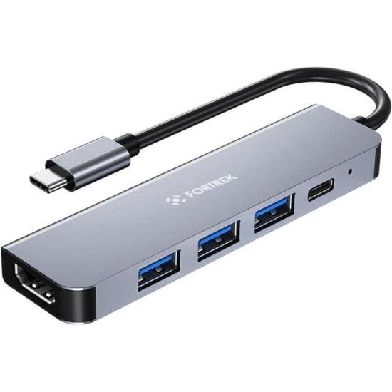 Hub USB-C 5 Portas Fortrek DC53 com HDMI e Alumínio Prático
