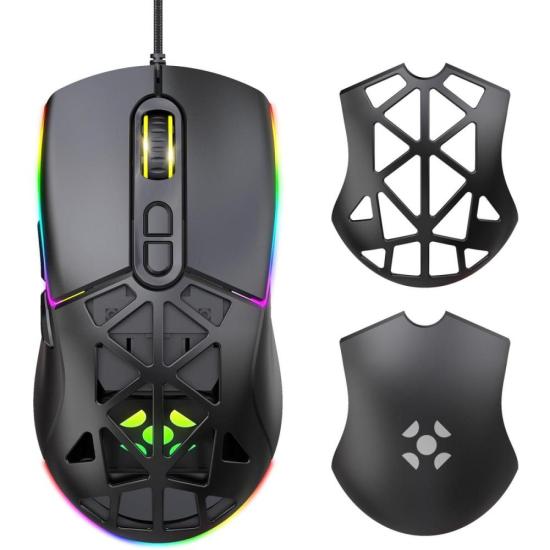 Mouse Gamer Com Fio Fortrek Striker 12800 DPI Com RGB Preto