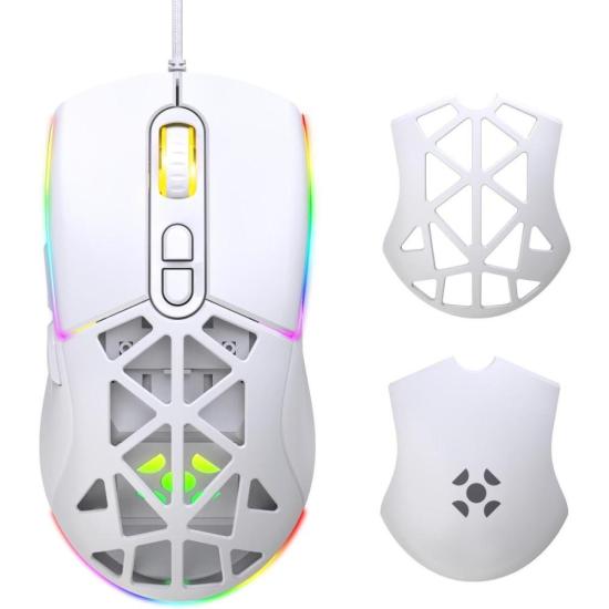 Mouse Gamer Com Fio Fortrek Striker 12800 DPI Com Iluminação RGB Branco