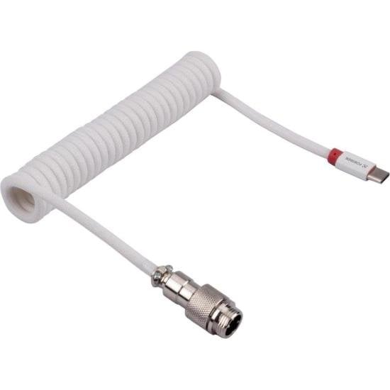 Cabo Coiled Fortrek Helix USB-C Com Design Espiral Branco
