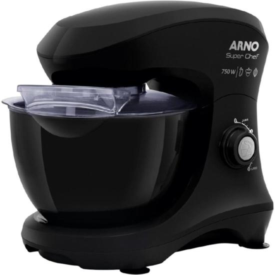 Batedeira Planetária Arno KM01 Super Chef 750W 15 Velocidades Preta