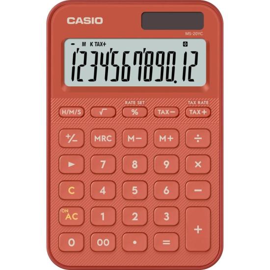 Calculadora de Mesa Casio MS20YC 12 Dígitos Solar Vermelha