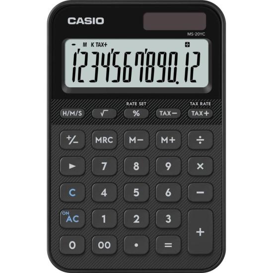 Calculadora de Mesa Casio MS20YC 12 Dígitos Solar Preta