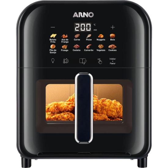 Fritadeira Air Fryer Arno Easy Fry Turbo 6L 12 Programas Automáticos Preta