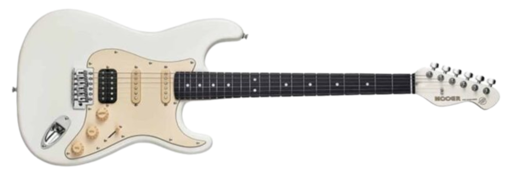 Guitarra Mooer MSC10 Pro Vintage White Superstrat Inteligente com Sistema MIDI e Efeitos Integrados