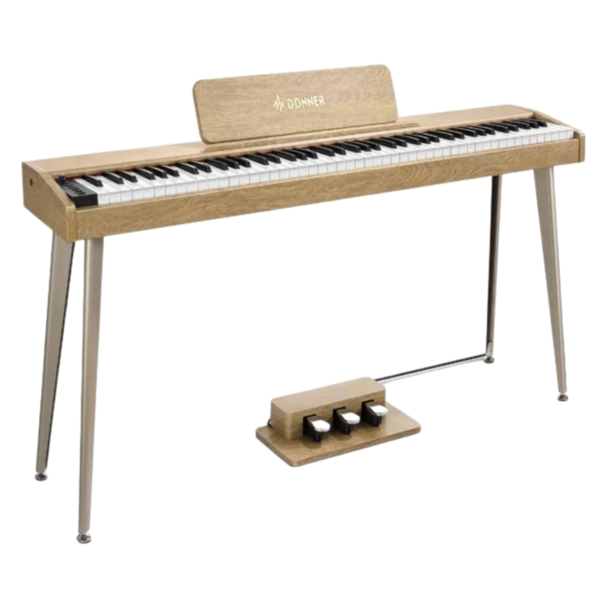 Piano Digital Donner DDP-60 com Gabinete em Madeira 88 Teclas Semi-Pesadas 128 Timbres USB-MIDI e Pedaleira Tripla