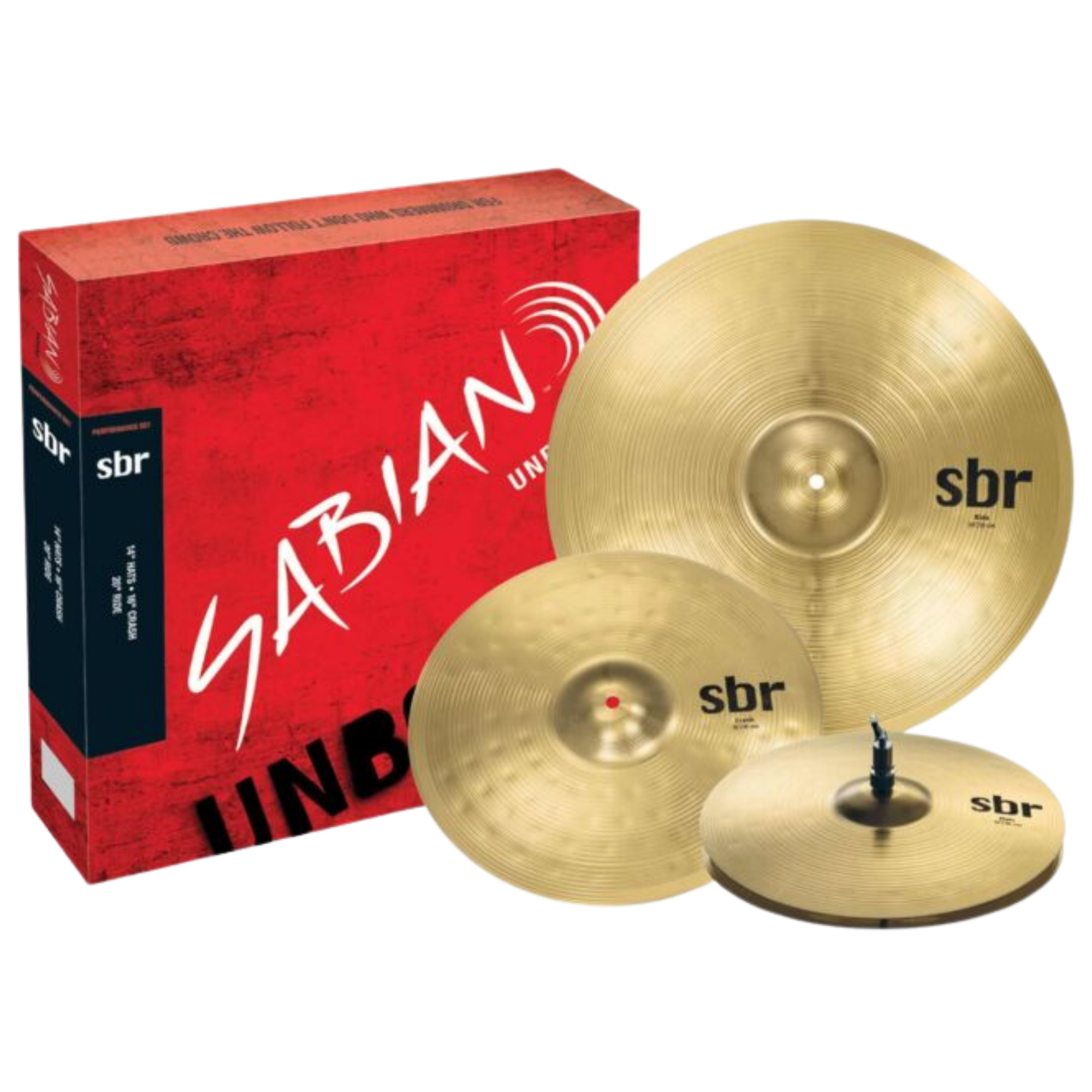 Kit de Pratos Sabian SBR Performance Set 14" Hi-Hat + 16" Crash + 20" Ride Latão Brilhante