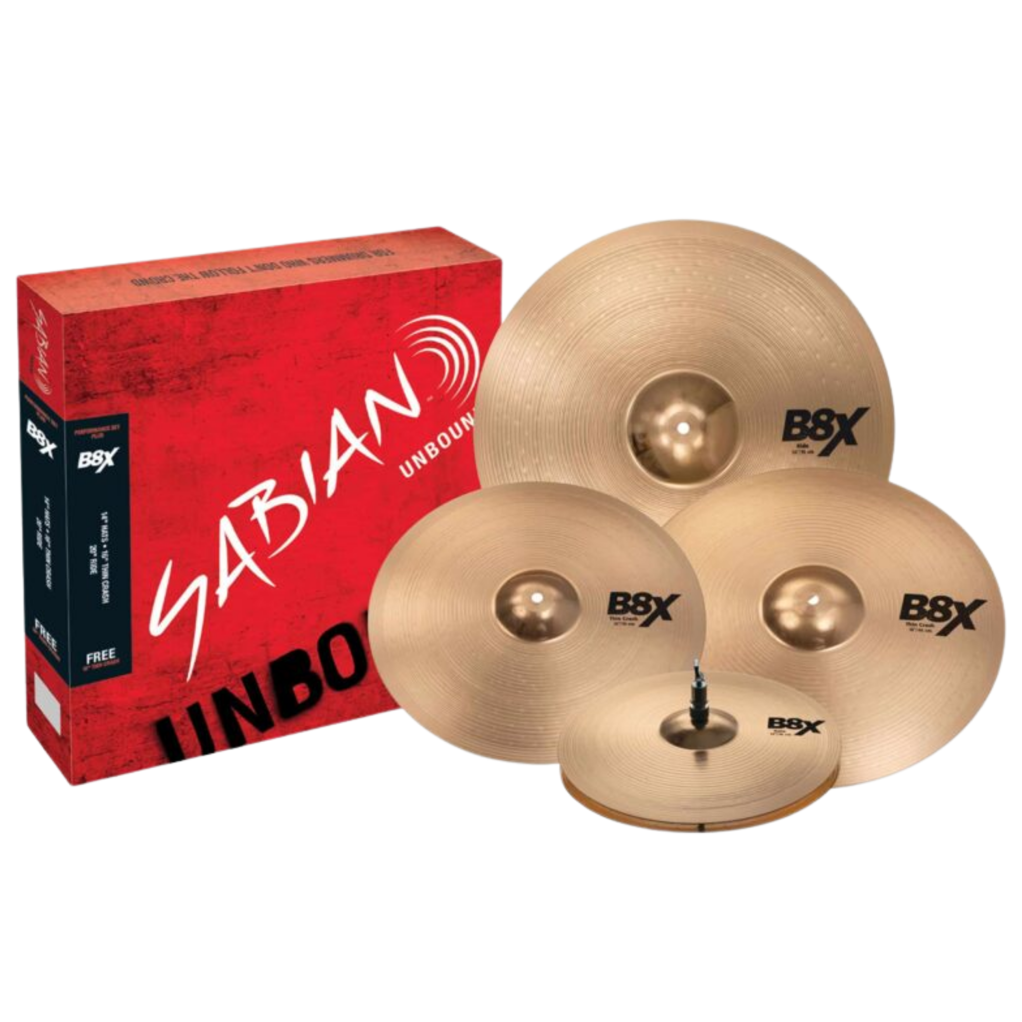Kit de Pratos Sabian B8X Performance Set Plus 14" Hi-Hat 16" Crash 18" Crash 20" Ride Bronze B8