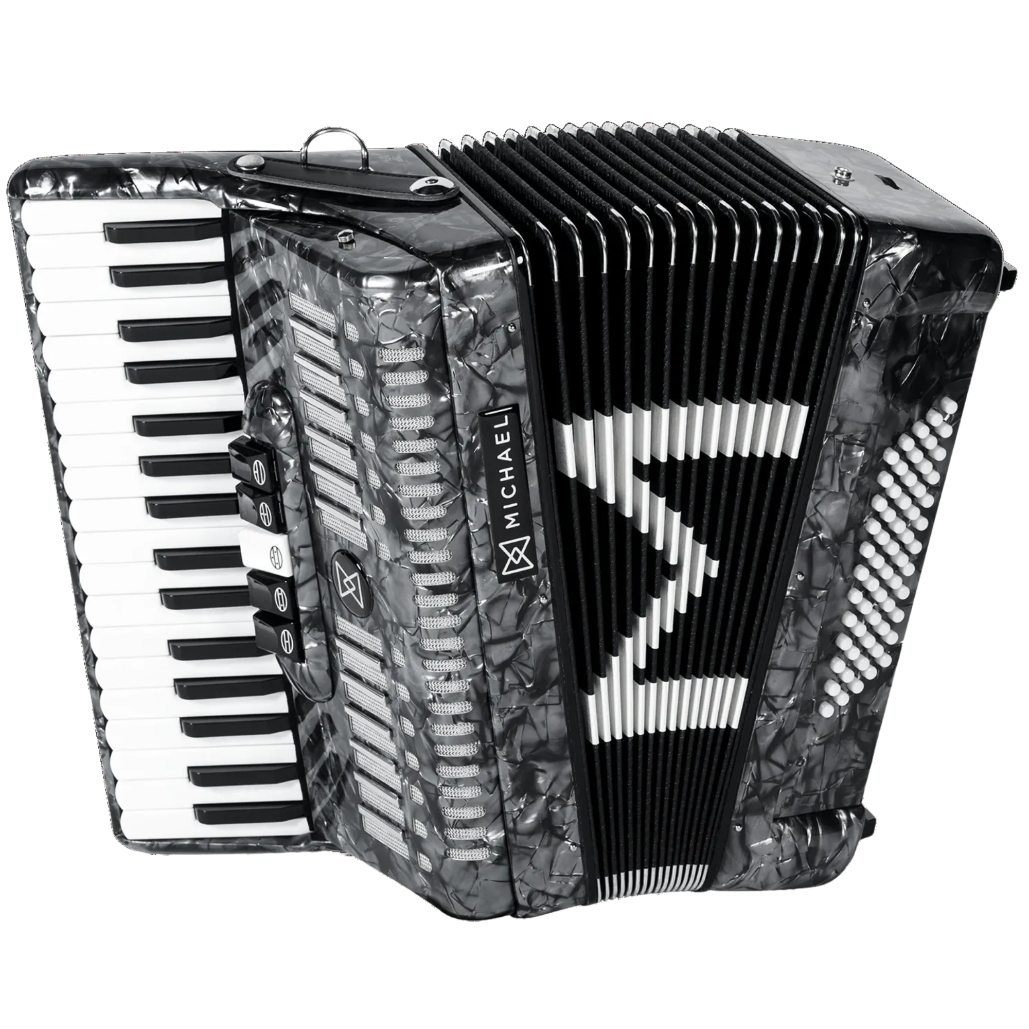 Acordeon Michael ACM6005N PBK 60 Baixos 34 Teclas 5 Registros Preto Perolado