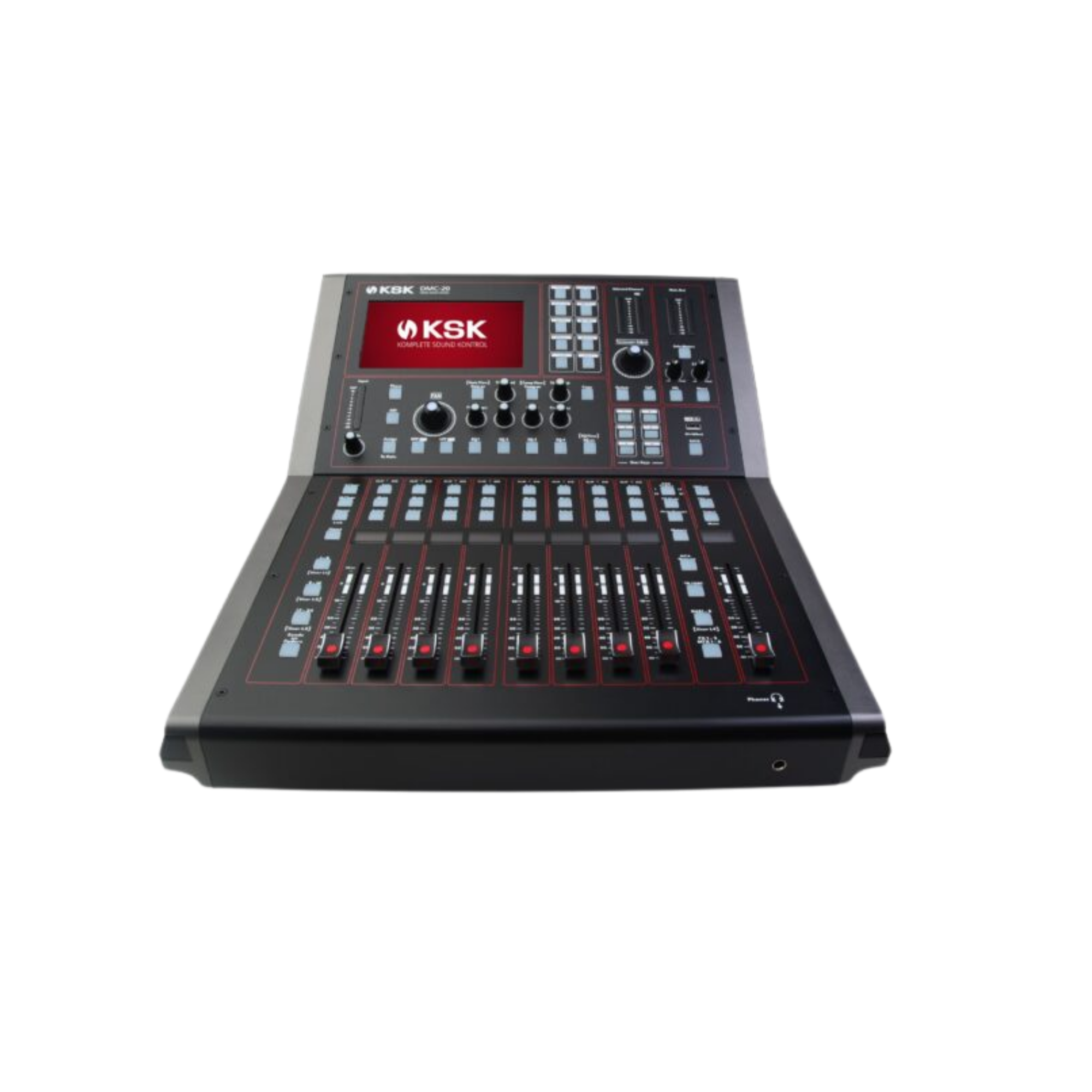 Mesa de Som Digital KSK DMC-20 20 Canais com Tela Touch 7" Faders Motorizados e Efeitos