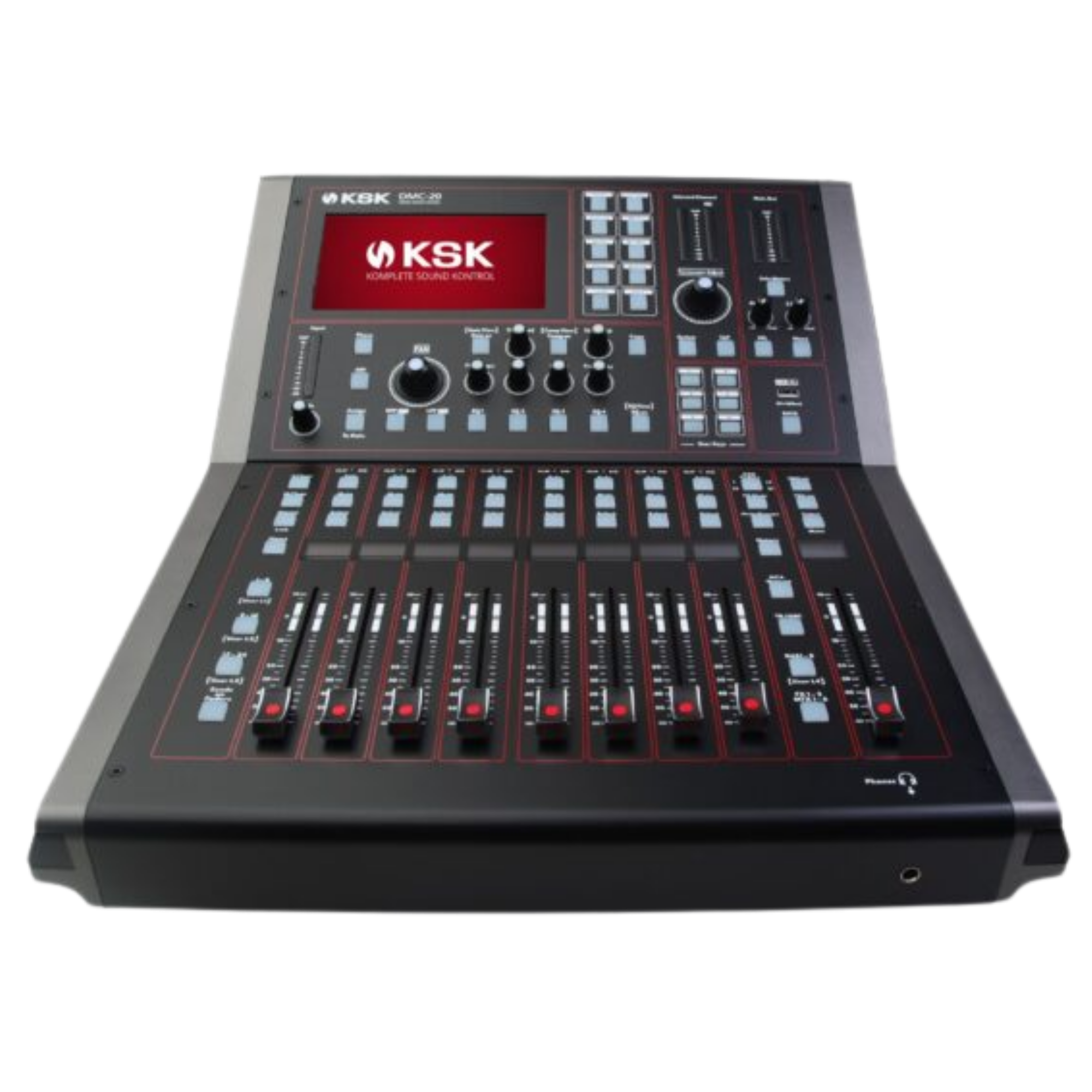 Mesa de Som Digital KSK DMC-20 20 Canais com Tela Touch 7" Faders Motorizados e Efeitos