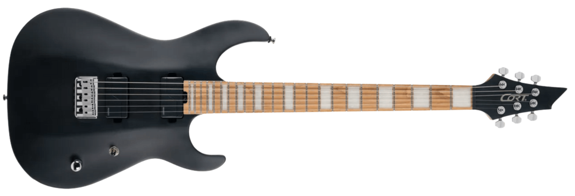Guitarra Cort KX600 Infinite BKS Black Satin HH com Fishman Fluence Modern Trastes Inox Ponte Hardtail e Bag