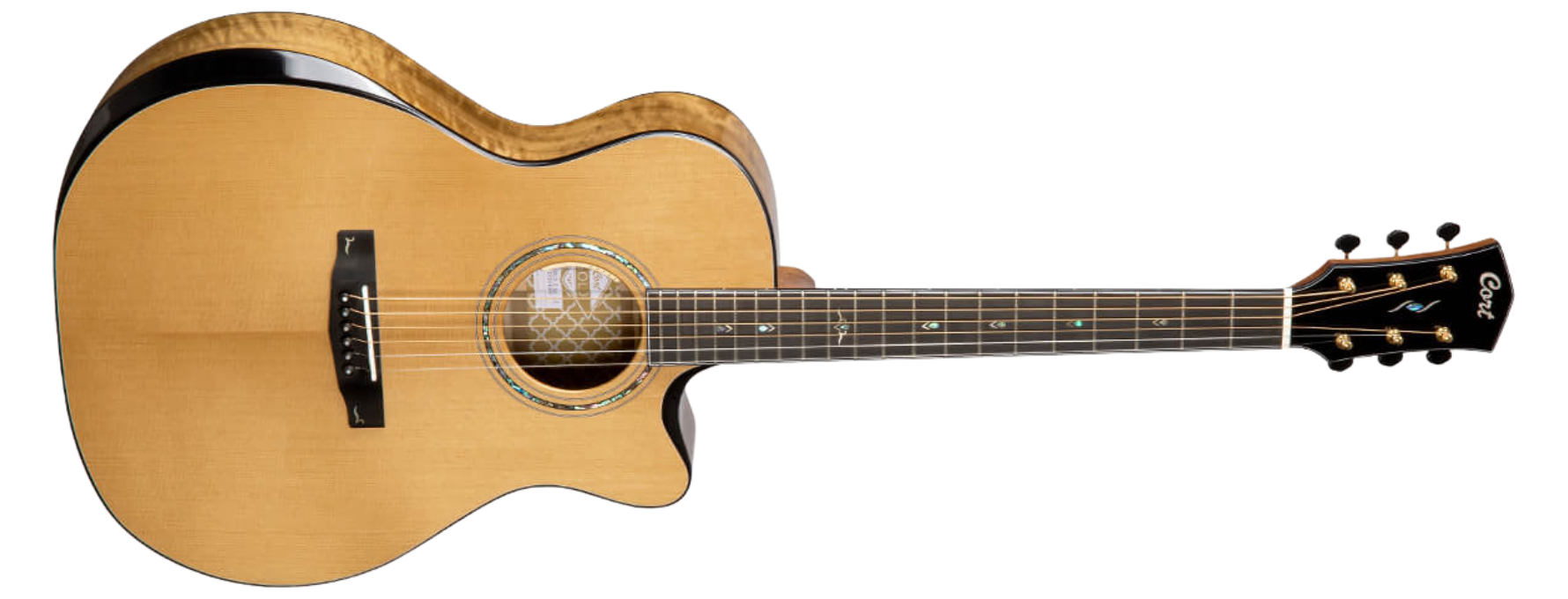 Violão Eletroacústico Aço Cort Gold-Edge NAT Natural Gloss Grand Auditorium com L.R. Baggs Anthem e Case