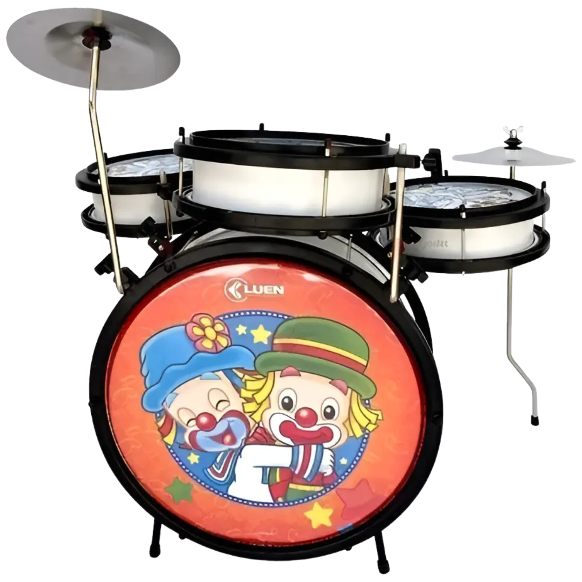 Bateria Infantil Luen Pop PP Branco Patati Patata 44008PPBR com Banco e Baquetas