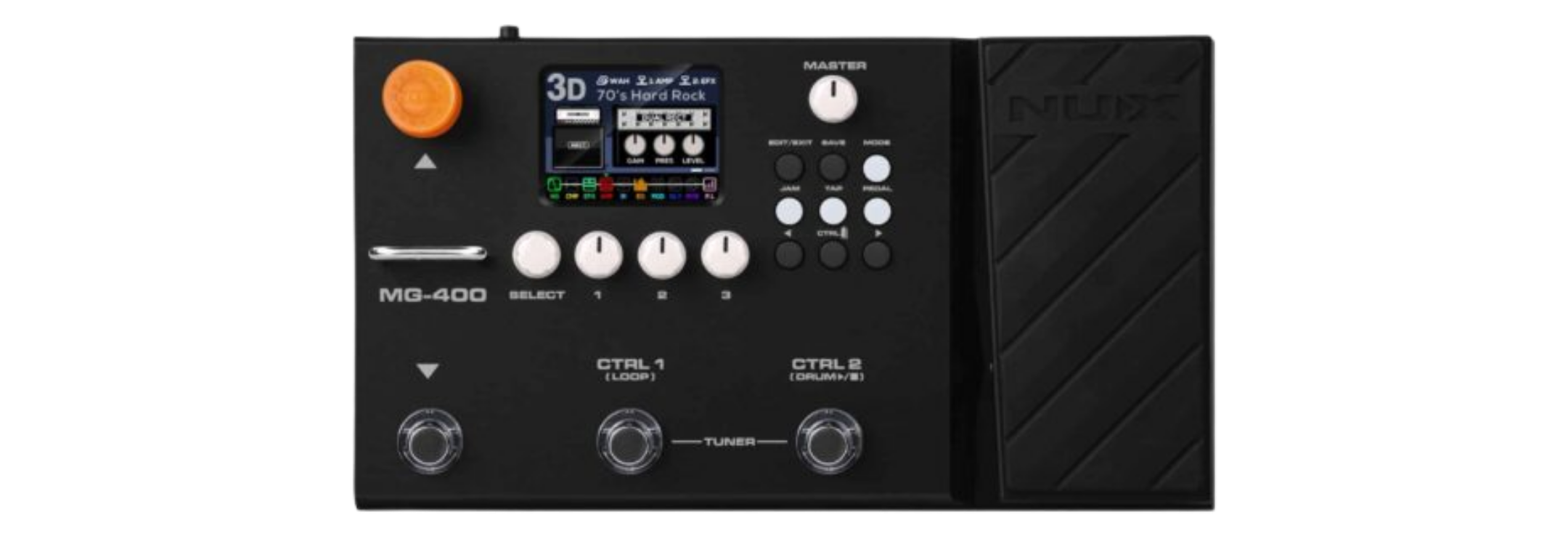 Pedaleira Multiefeitos NUX MG-400 para Guitarra e Baixo com Amp Modeling e IR