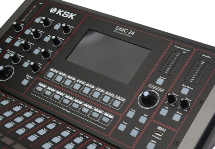 Mesa de Som Digital KSK DMC-24 24 Canais com Tela Touch 7" Faders Motorizados e Efeitos