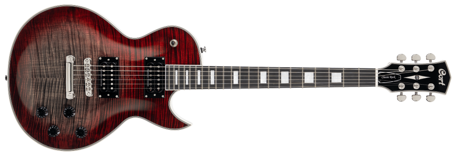 Guitarra Cort CR300 Deluxe LVB Lava Burst HH com Seymour Duncan SH2N/SH4 Escala Ébano e Tarraxas Grover