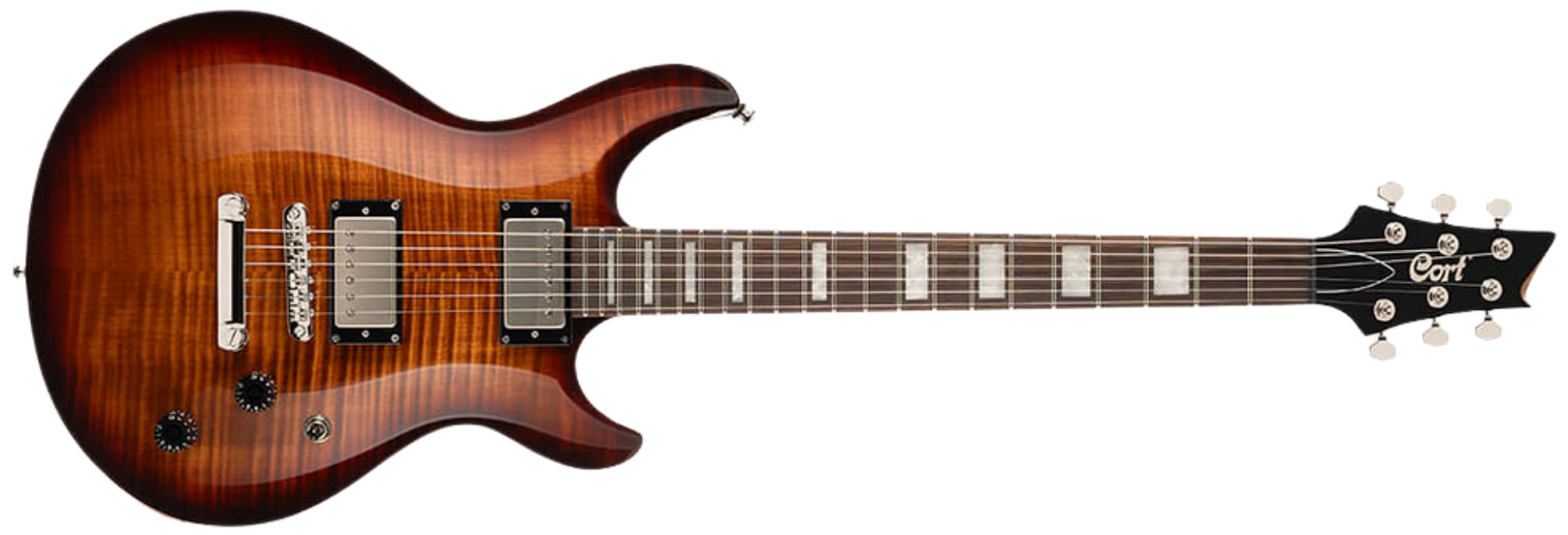 Guitarra Cort M600 TSB Tobacco Sunburst Set-Neck com Captadores Voiced Tone VTH59 e Top Flamed Maple