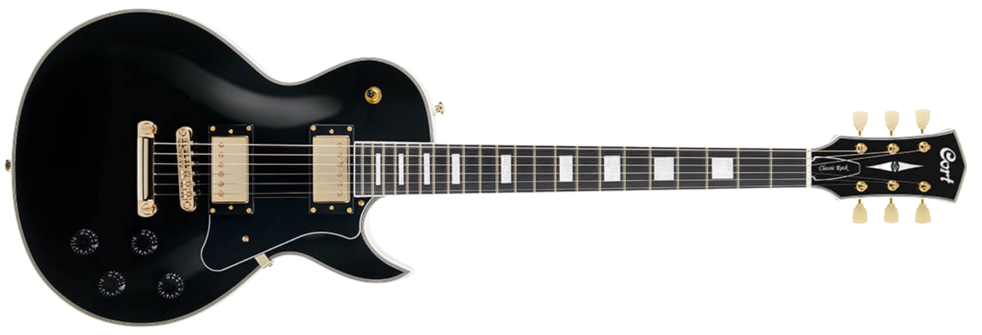 Guitarra Cort CR270 BK Black HH com Captadores VTH59 Ferragens Douradas e Ponte Tune-O-Matic