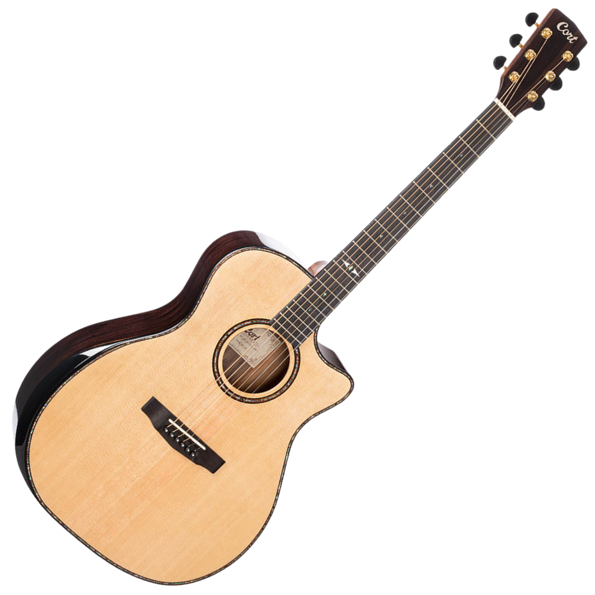 Violão Eletroacústico Cort Grand Regal GA-PF Bevel Tampo Sólido Sitka Spruce Pau Ferro L.R. Baggs Natural Gloss