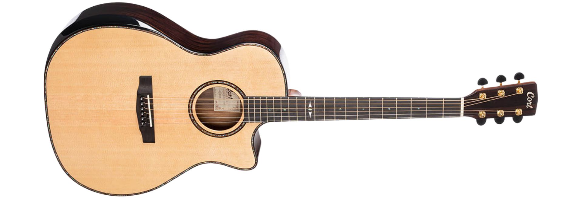 Violão Eletroacústico Cort Grand Regal GA-PF Bevel Tampo Sólido Sitka Spruce Pau Ferro L.R. Baggs Natural Gloss