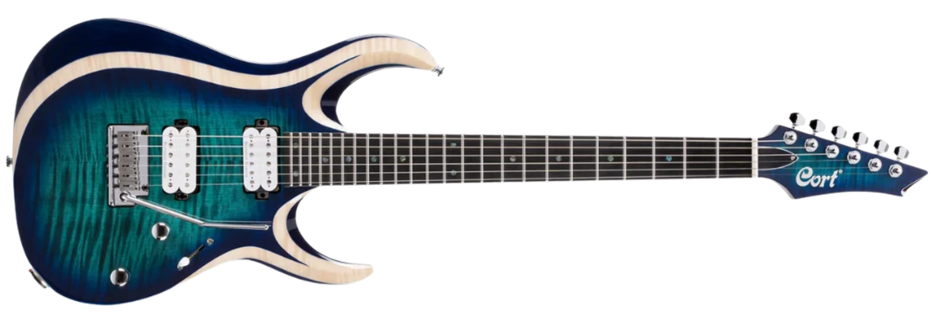 Guitarra Cort X700 Duality LBB Light Blue Burst HH com Seymour Duncan Trastes Inox Tremolo CFA-II e Bag