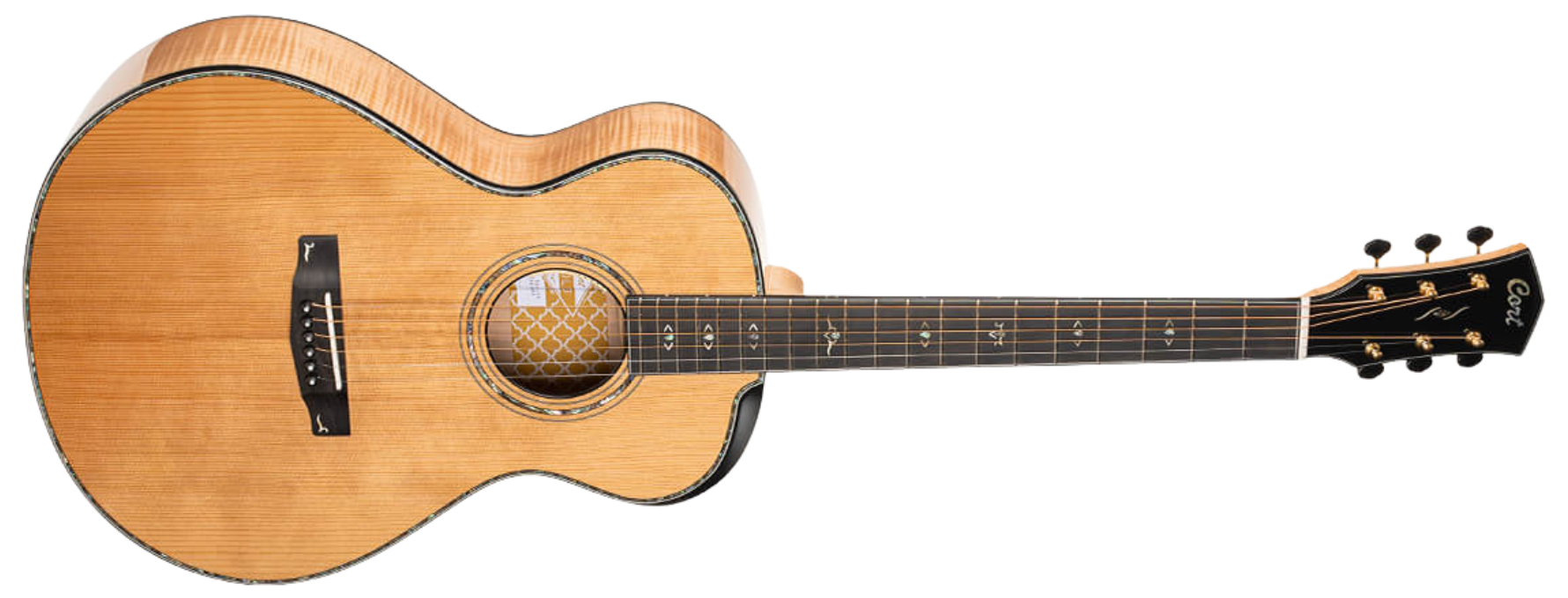 Violão Eletroacústico Aço Cort Gold-Passion NAT Natural Gloss Modern Concert com L.R. Baggs Anthem e Case