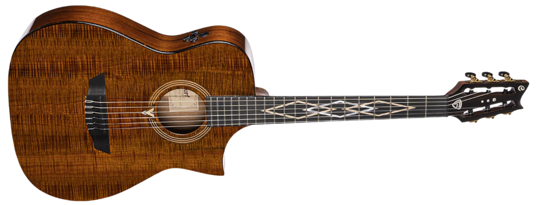 Violão Eletroacústico Nylon Cort Luxe Nylon BR Brown Burst Frank Gambale Signature com Fishman Flex Blend e Case