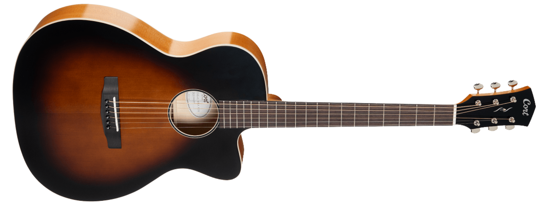 Violão Eletroacústico Aço Cort Core-OC Maple BBSG Brown Burst Semi Gloss OM Cutaway com Fishman Presys VT e Bag